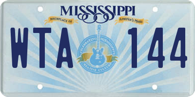 MS license plate WTA144