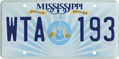 MS license plate WTA193