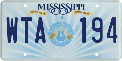 MS license plate WTA194