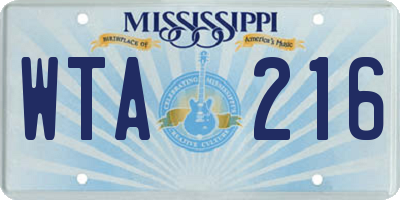 MS license plate WTA216