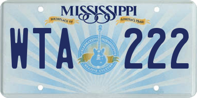 MS license plate WTA222