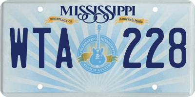 MS license plate WTA228