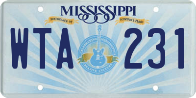 MS license plate WTA231