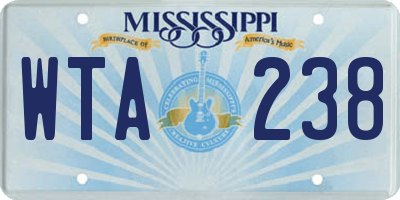 MS license plate WTA238