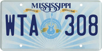 MS license plate WTA308