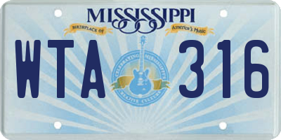 MS license plate WTA316