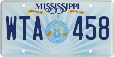 MS license plate WTA458