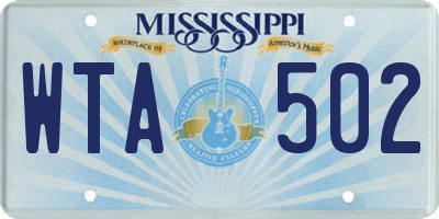 MS license plate WTA502