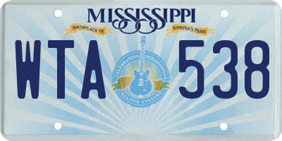 MS license plate WTA538