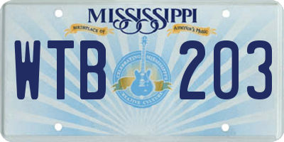 MS license plate WTB203