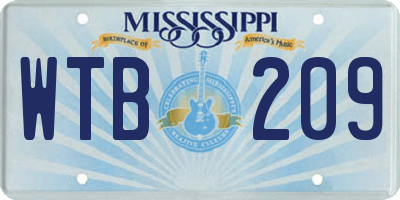 MS license plate WTB209