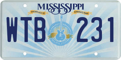 MS license plate WTB231