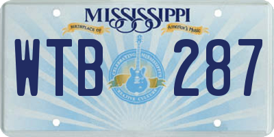 MS license plate WTB287