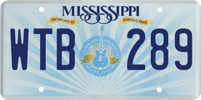 MS license plate WTB289