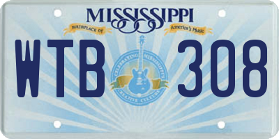 MS license plate WTB308