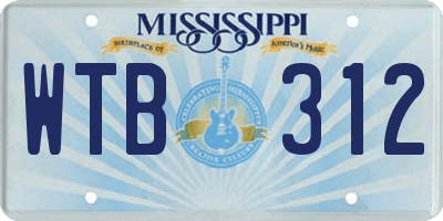 MS license plate WTB312