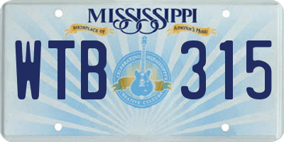MS license plate WTB315