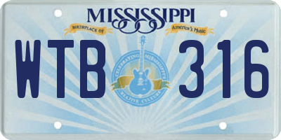 MS license plate WTB316
