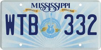 MS license plate WTB332