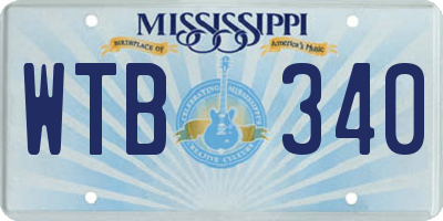 MS license plate WTB340