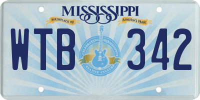MS license plate WTB342