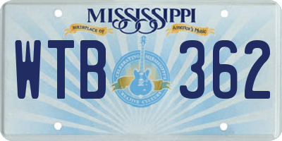 MS license plate WTB362