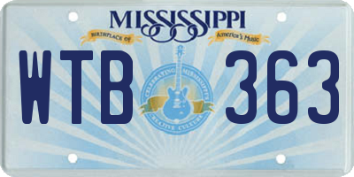 MS license plate WTB363