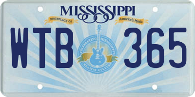 MS license plate WTB365