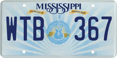 MS license plate WTB367