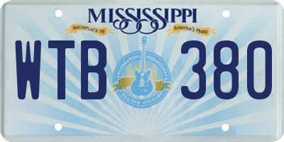 MS license plate WTB380