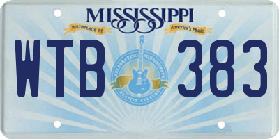 MS license plate WTB383