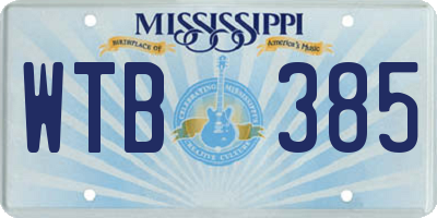 MS license plate WTB385