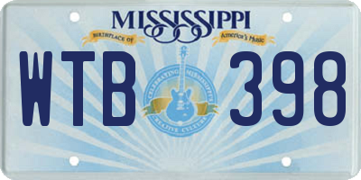 MS license plate WTB398