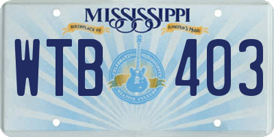 MS license plate WTB403