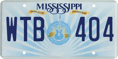 MS license plate WTB404