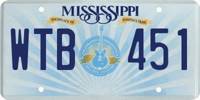 MS license plate WTB451