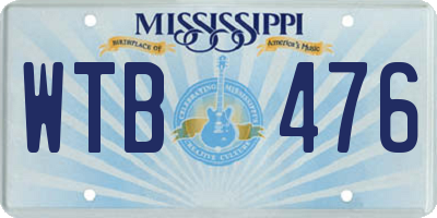 MS license plate WTB476