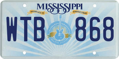MS license plate WTB868