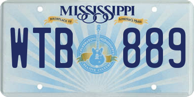 MS license plate WTB889