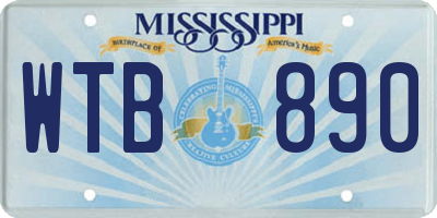 MS license plate WTB890