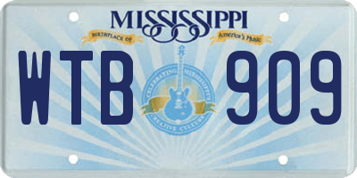 MS license plate WTB909