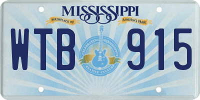MS license plate WTB915