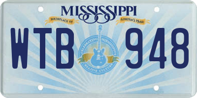 MS license plate WTB948