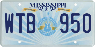 MS license plate WTB950