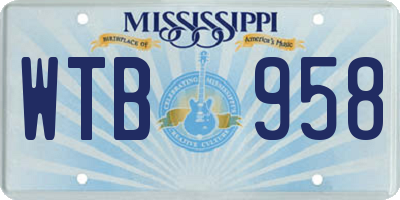MS license plate WTB958