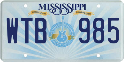 MS license plate WTB985