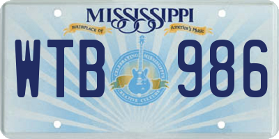 MS license plate WTB986