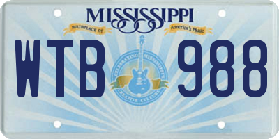 MS license plate WTB988
