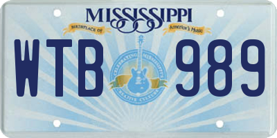 MS license plate WTB989