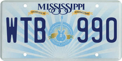 MS license plate WTB990